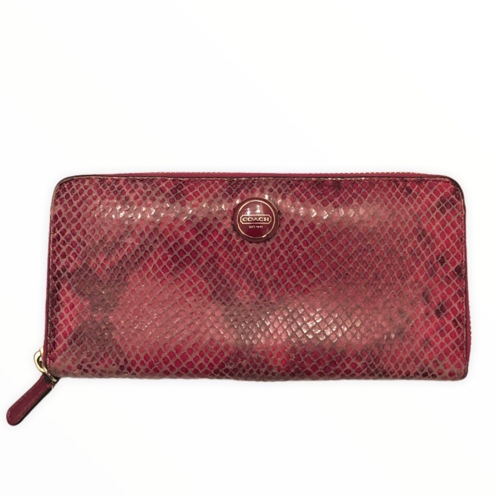 Coach Rare Pink Python Embossed Wallet Zippered - image 1
